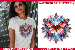 Watercolor Mandala Butterfly Sublimation Design for T-Shirts Product Image 1