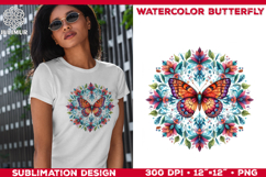 Watercolor Mandala Butterfly Sublimation Designs Bundle Product Image 6