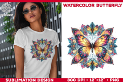 Watercolor Mandala Butterfly Sublimation Design for T-Shirts Product Image 1