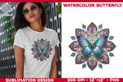 Watercolor Mandala Butterfly Sublimation Design for T-Shirts Product Image 1