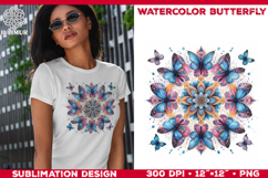 Watercolor Mandala Butterfly Sublimation Design for T-Shirts Product Image 1