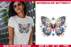 Watercolor Mandala Butterfly Sublimation Design for T-Shirts Product Image 1