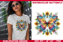 Watercolor Mandala Butterfly Sublimation Design for T-Shirts Product Image 1