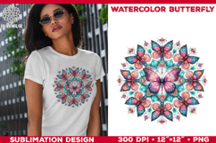 Watercolor Mandala Butterfly Sublimation Design for T-Shirts Product Image 1