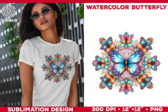 Watercolor Mandala Butterfly Sublimation Design for T-Shirts Product Image 1