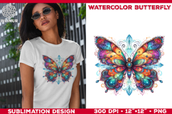 Watercolor Mandala Butterfly Sublimation Design for T-Shirts Product Image 1