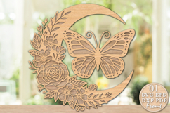 Butterfly Moon Wall Art SVG Laser Cut Product Image 1