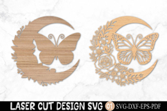 Butterfly Moon Wall Art SVG Laser Cut Product Image 2