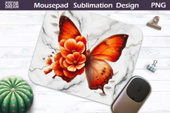 Butterfly Floral Mousepad | Orange Butterfly Sublimation Product Image 1
