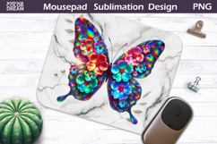 Butterfly Floral Mousepad | Holographic Butterfly Sublim Product Image 1