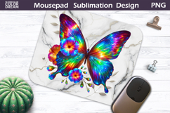 Butterfly Floral Mousepad | Holographic Butterfly Sublim Product Image 1
