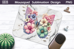 Butterfly Floral Mousepad | Pastel Pink Blue Butterfly Product Image 1