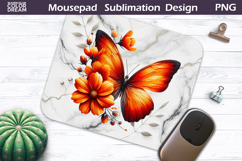 Butterfly Floral Mousepad | Orange Butterfly Sublimation Product Image 1