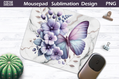 Butterfly Floral Mousepad | Pastel Purple Butterfly Sublimat Product Image 1