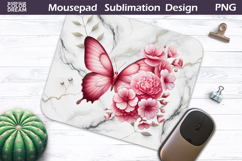 Butterfly Floral Mousepad | Pink Butterfly Sublimat Product Image 1