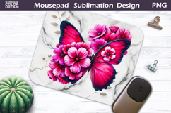 Butterfly Floral Mousepad | Pink Fuchsia Butterfly Product Image 1