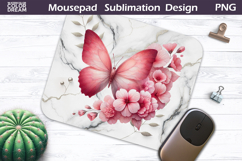 Butterfly Floral Mousepad | Coral Butterfly Sublimation Product Image 1