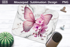 Butterfly Floral Mousepad | Pink Pastel Butterfly Sublimat Product Image 1
