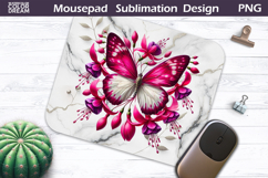 Butterfly Mousepad | Pink Butterfly Sublimation Product Image 1