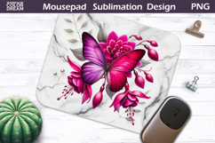 Butterfly Mousepad | Pink Butterfly Sublimation Product Image 1