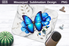 Butterfly Mousepad | Blue Butterfly Sublimation Product Image 1