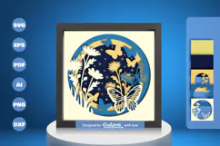 Butterflies on Flowers Gardens Layered Papercut Product Image 1