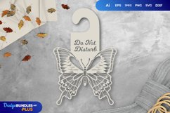 Butterfly Door Tag - Do Not Disturb SVG File Product Image 1