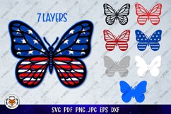 Patriotic Butterfly Paper Cut SVG, 3D USA Flag Butterfly Product Image 10