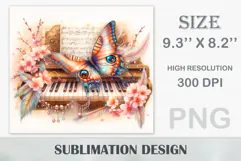 Download this enchanting Butterfly Piano Tumbler Wrap for 20 oz sublimation tumblers. A perfect mix of music, art, and boho charm. High-quality PNG (300 dpi).