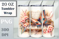 Download this enchanting Butterfly Piano Tumbler Wrap for 20 oz sublimation tumblers. A perfect mix of music, art, and boho charm. High-quality PNG (300 dpi).