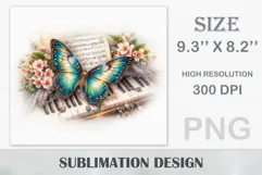 Download this enchanting Butterfly Piano Tumbler Wrap for 20 oz sublimation tumblers. A perfect mix of music, art, and boho charm. High-quality PNG (300 dpi).