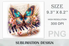 Download this enchanting Butterfly Piano Tumbler Wrap for 20 oz sublimation tumblers. A perfect mix of music, art, and boho charm. High-quality PNG (300 dpi).