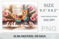 Download this enchanting Butterfly Piano Tumbler Wrap for 20 oz sublimation tumblers. A perfect mix of music, art, and boho charm. High-quality PNG (300 dpi).