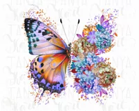 Floral Buttterfly Png Sublimation Design, Flower Butterfly Product Image 4