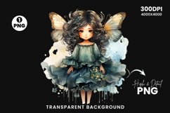 Watercolor Butterfly Priccess Clipart