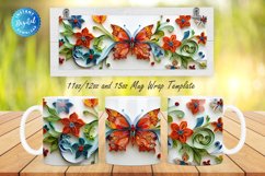 Butterfly Quilling Floral 11, 12 &amp; 15 Oz Mug Sublimation Product Image 1