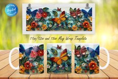 Butterfly Quilling Floral 11, 12 &amp; 15 Oz Mug Sublimation Product Image 1
