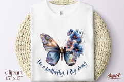Inspirational butterfly quote butterfly with flowers clipart Product Image 1