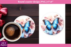 Spring coaster Butterfly &amp; flowers coasters Floral coaster Product Image 1