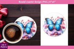 Spring coaster Floral coasters Butterfly coaster design Product Image 1