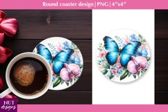 Spring coaster Butterfly &amp; flowers coasters Floral coaster Product Image 1