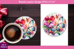 Spring coaster Floral coasters Butterfly coaster design Product Image 1