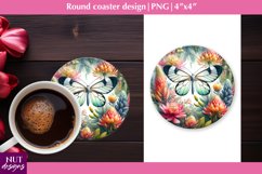 Spring coaster Butterfly &amp; flowers coasters Floral coaster Product Image 1