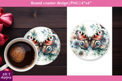 Spring coaster Butterfly &amp; flowers coasters Floral coaster Product Image 1
