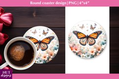 Spring coaster Floral coasters Butterfly coaster design Product Image 1