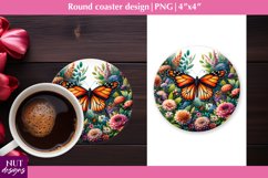 Spring coaster Butterfly &amp; flowers coasters Floral coaster Product Image 1