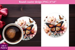 Spring coaster Floral coasters butterfly coaster Sublimation Product Image 1