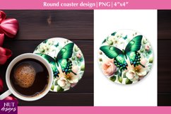 Spring coaster Butterfly &amp; flowers coasters Floral coaster Product Image 1