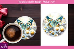 Spring coaster Butterfly &amp; flowers coasters Floral coaster Product Image 1