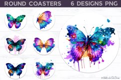 Butterfly Coaster Sublimation | Butterfly Round Coaster PNG Product Image 1